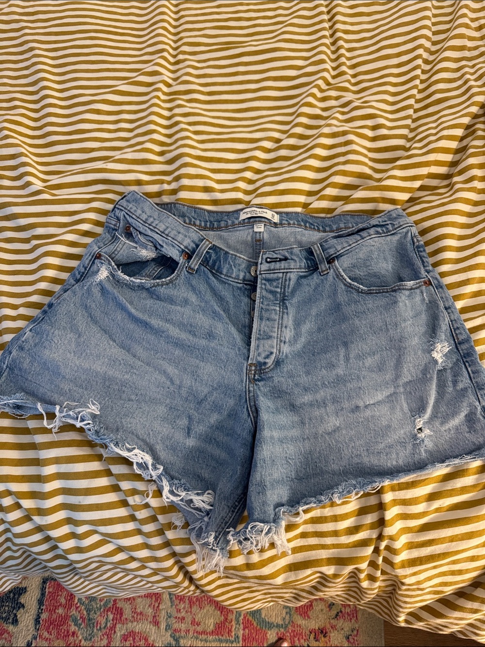 Abercrombie & Fitch Light Blue Frayed Denim Cutoff Shorts